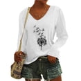 thumbnail image 2 of Yuyuzo Womens Basic Fall Tops V Neck Long Sleeve Dandelion Pattern Comfy Tunic Top Tees Pullover Blouse, 2 of 4