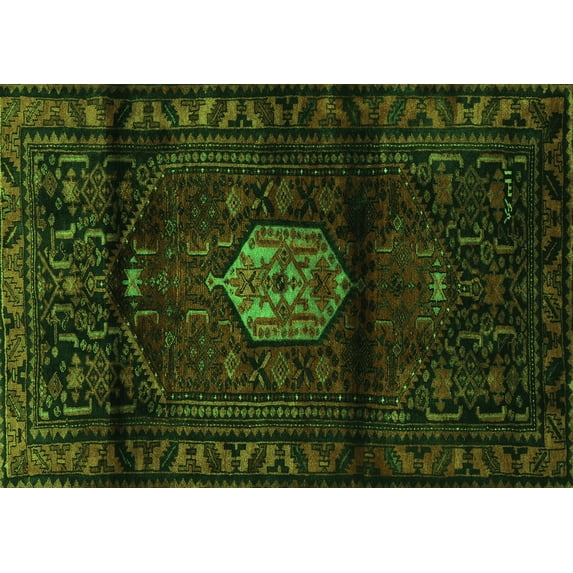 Ahgly Company Indoor Rectangle Persian Green Traditional Area Rugs, 8' x 10'
