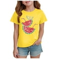 thumbnail image 1 of DXOUPM Chemises Filles Imprimé Mignon Col Rond Été Manches Courtes Blouse Légère Sortie, 1 of 3