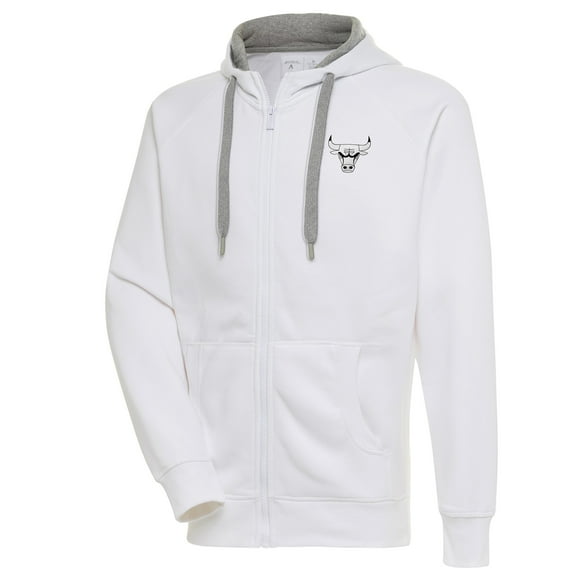 Men's Antigua White Chicago Bulls Metallic Logo Victory Raglan Full-Zip Hoodie