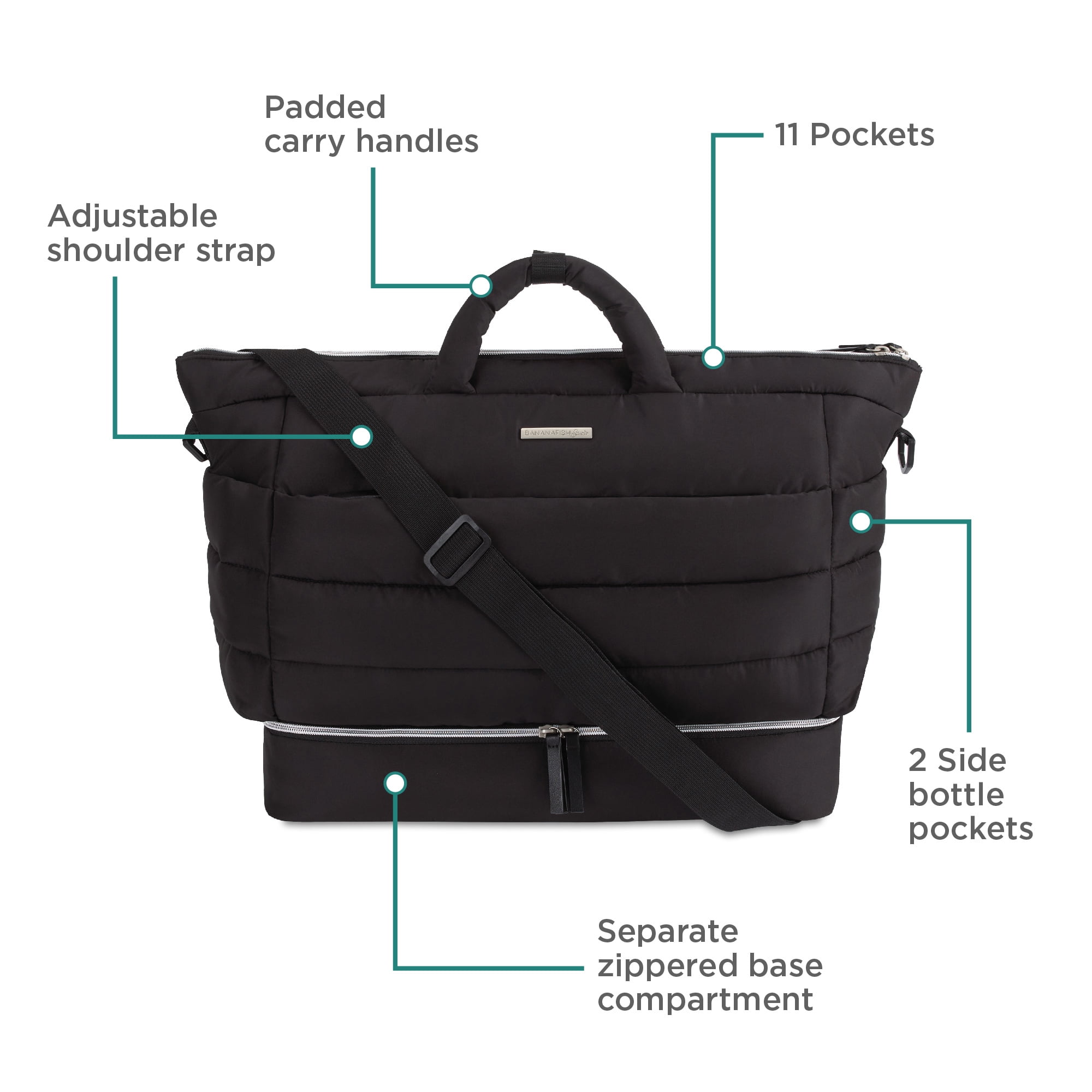 Bananafish Studio Weekender Diaper Bag, Black, Unisex, Infant, Toddler