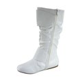 thumbnail image 2 of Zone 80 Women's Faux Leather Zipper Buckle Slouch Casual Flat Heel Mid Calf Round Toe Boots ( White, 6.5), 2 of 2