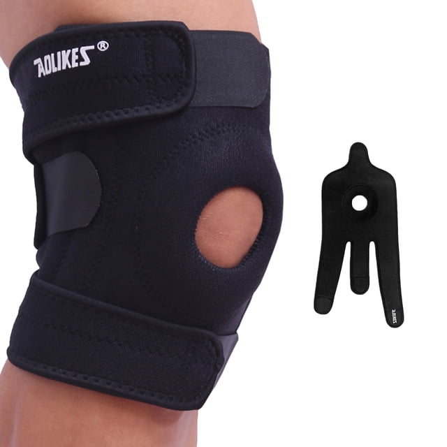 Knee Brace for Meniscus Tear Arthritis Pain Open Patella Stabilizers Non Slip Knee Support for Men Women Comfort Neoprene Knee Wrap for Weightlifting Running(One Size,1Pcs)