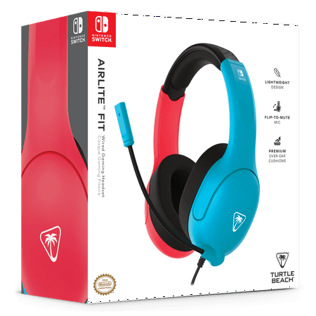 Turtle Beach - Airlite Fit Wired Gaming Headset for Nintendo Switch, Nintendo Switch Lite & Nintendo Switch - OLED Model - Neon Blue & Red