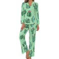thumbnail image 1 of Ensembles de Pyjama Femmes Drôle Cactus Pyjamas Imprimé Plantes Manches Longues tic Ensembles de Pyjama 2 Pcs Esthétique Graphique H, 1 of 5