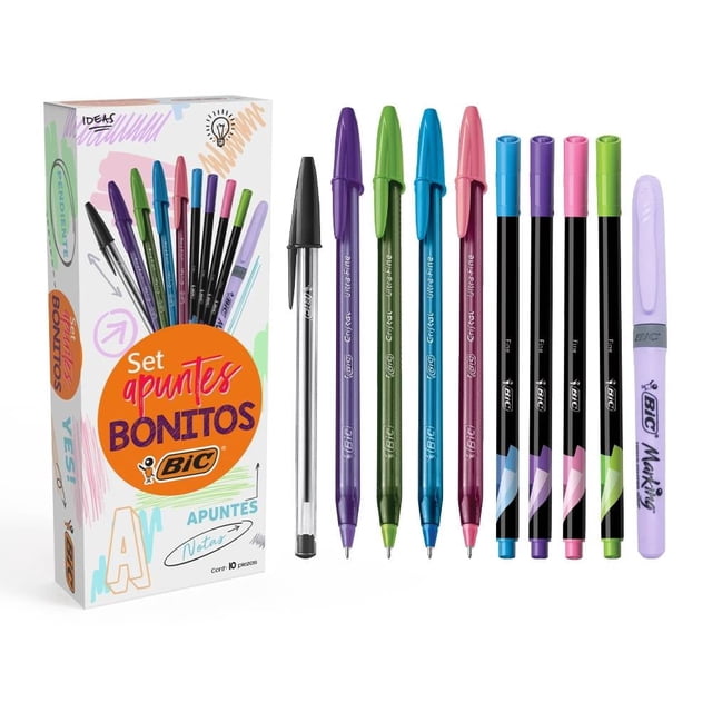 Set Apuntes Bonitos Bic Intensity Bolígrafos, Rotuladores y Resaltador 10 Piezas