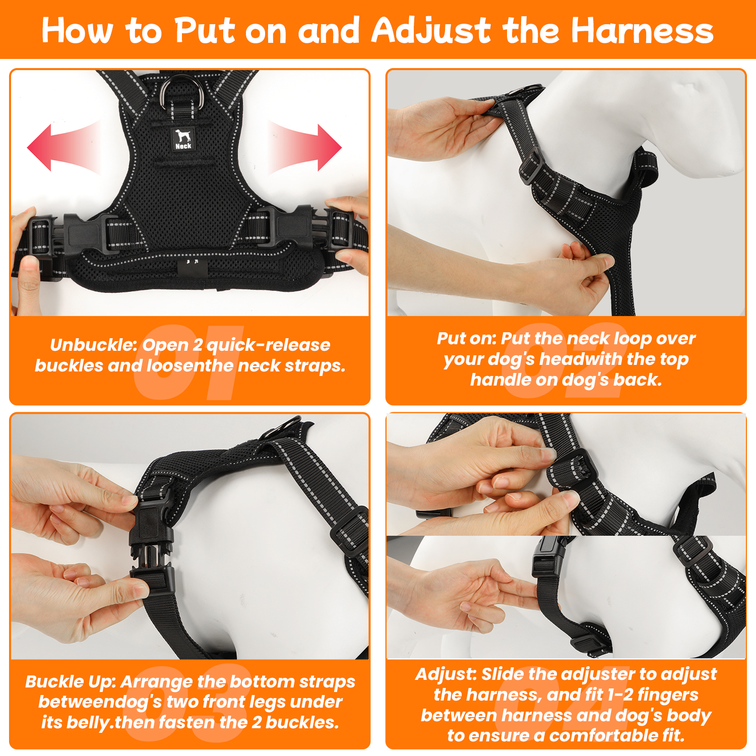 Jewyow No Pull Dog Harness with Reflective Strips photo 5