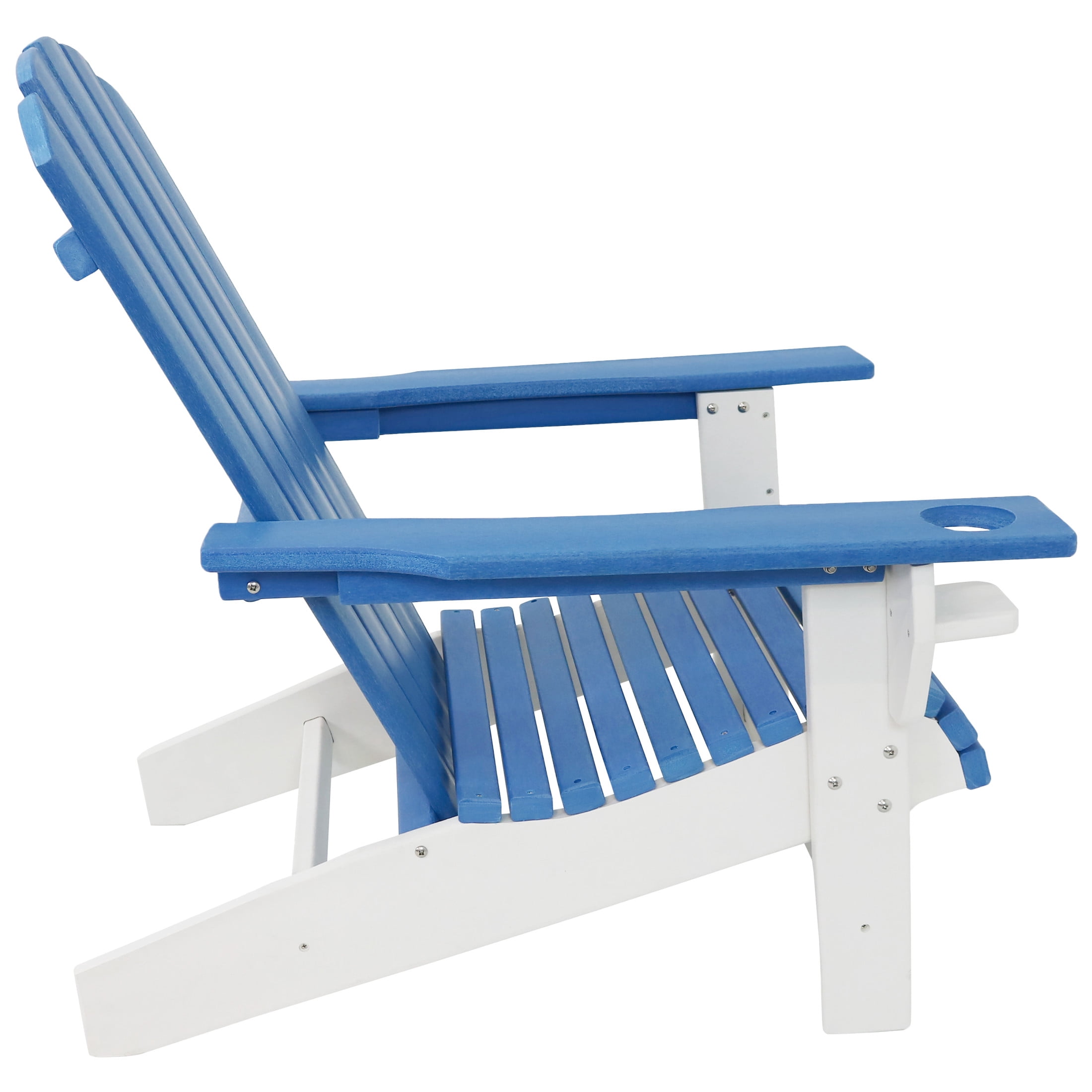 Sunnydaze HDPE Adriondack Chair with Drink Holder - Set of 2, Blue/White