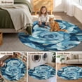 thumbnail image 5 of Blue Rose Flower Round Area Rug 7 FT,Non Slip Living Room Area Carpet,Vintage Modern Abstract Painting Art Washable Soft Circular Rug Non-Shedding Floor Carpet for Bedside Office Play Room Classroom, 5 of 9