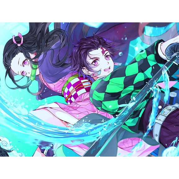 Demon Slayer Diamond Painting Kits for Adults - 5D Diamond Art Kits for Adults Kids Beginner, DIY Cartoon Full Drill Diamond Dots Gem Art Crafts for Adults Home Wall Decor Gifts 12x16inch