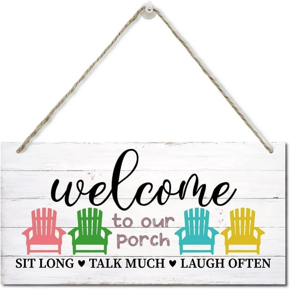 New Wood Sign 8x12 Inch Door Sign Welcome To Our Porch Sign Hanging Wooden Wall Sign Home Garden Yard Signs Plaque