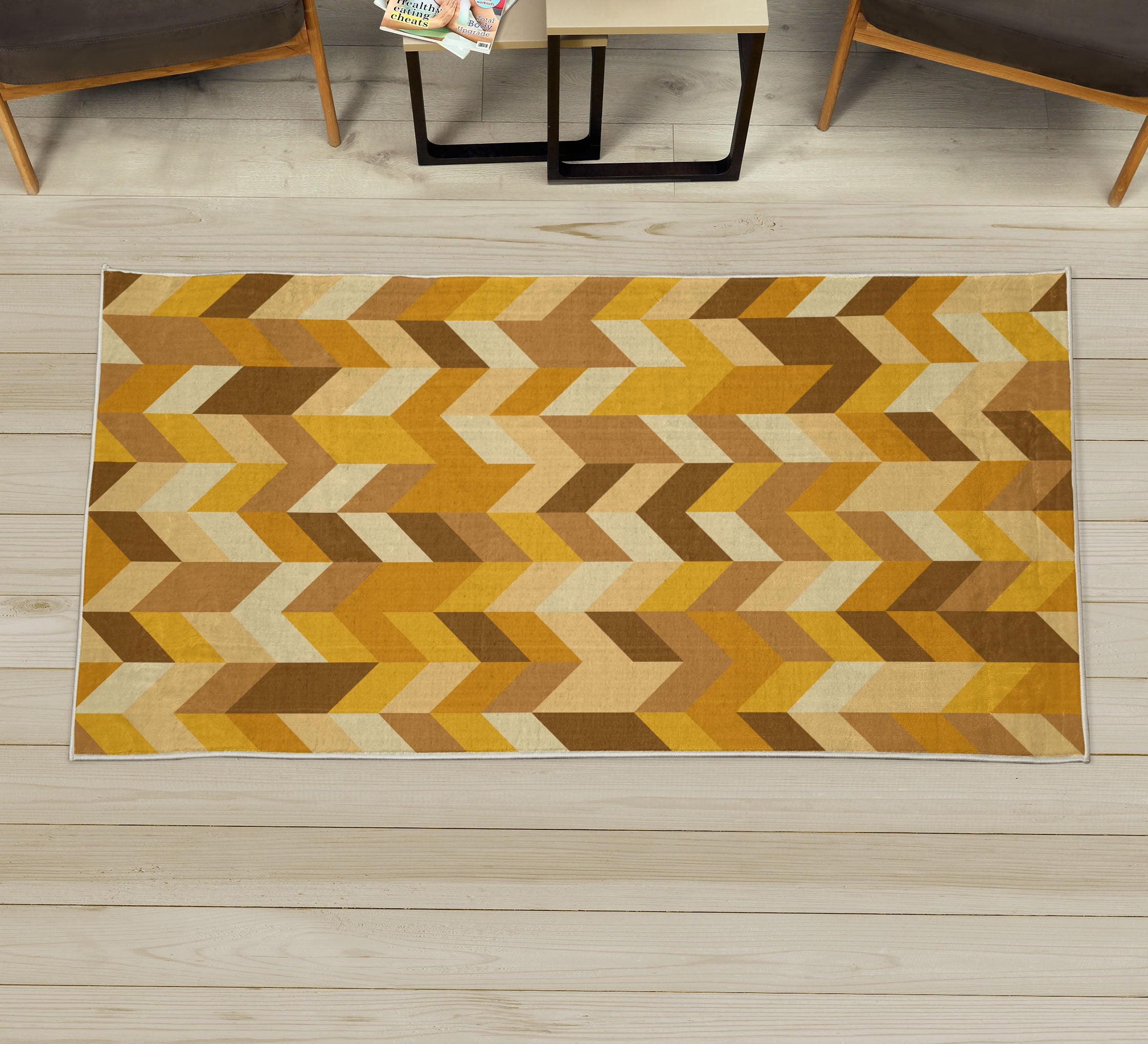 Geometrical Decorative Rug, Modern Herringbone Pattern with Zigzag ...