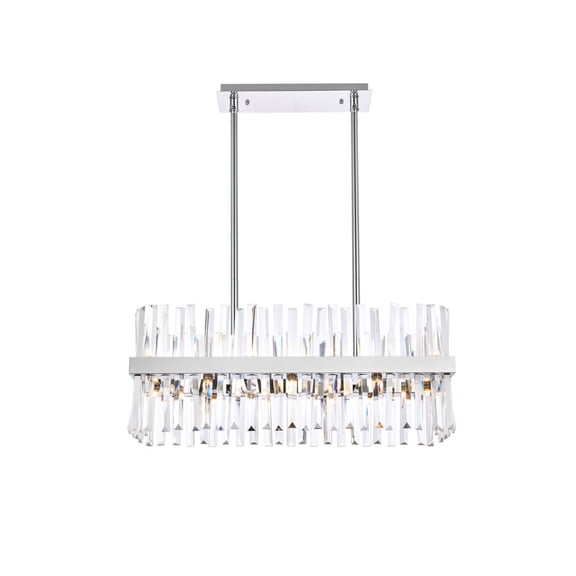 Serephina 30 inch crystal rectangle chandelier light in chrome