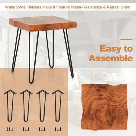 Costway 1 PC Square End Table Accent Side Table Reclaimed Indonesia Teak Wood Plant Stand Patio Rustic - Brown