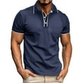 thumbnail image 6 of Fnnxeal Mens Polo Shirts, Big and Tall Shirt Solid Button Collared Summer Casual Dark Blue Polo Shirts for Men Size 2XL, 6 of 8