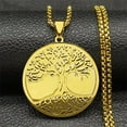 thumbnail image 5 of Lucky Tree of Life Chain 14K Yellow Gold Necklace for Women Men Golden Silver Color Round Shape Amulet Chains Jewelry, 5 of 8