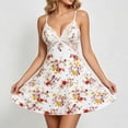 thumbnail image 5 of Stamzod Floral Nightgowns for Women Deep V Neck Lace Night Dress Spaghetti Strap Side Slit Pajama Dress XL, 5 of 5