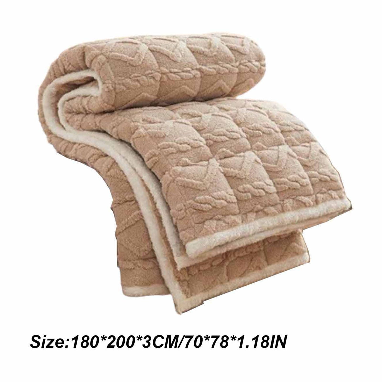 Thick Velvet Mattress Pad Quilted Flannel Mattress Topper Non Slip Bottom Soft Warm Foldable Bed Pad Polyester Fiber Washable Mattress Protector For Winter Bedding