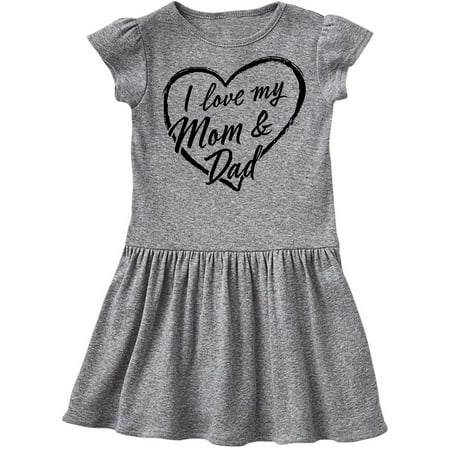 

Inktastic I Love My Mom and Dad in Black Chalk Heart Gift Toddler Girl Dress