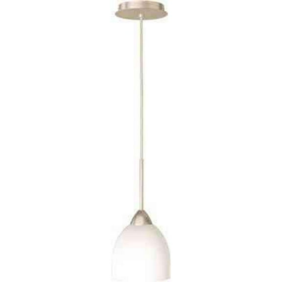 Monument 1-Light Pendant With Frosted Opal Glass, Brushed Nickel, 6 X 11-3/4 In., 1 100-Watt E26 Base Bulb (Not Included)