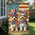 thumbnail image 3 of 1PC, 2D Flat two Yorkshire Terriers wearing the American flag Independence Day garden flag, durable polyester anti-fading outdoor courtyard decoration, suitable for porch, lawn, farmhouse and holiday, 3 of 6