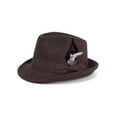 thumbnail image 2 of Deago Fedora Hats for Men Women Classic Short Brim Felt Manhatta Hat Panama Dress Fedora Hat with Feathers Band (Brown), 2 of 9