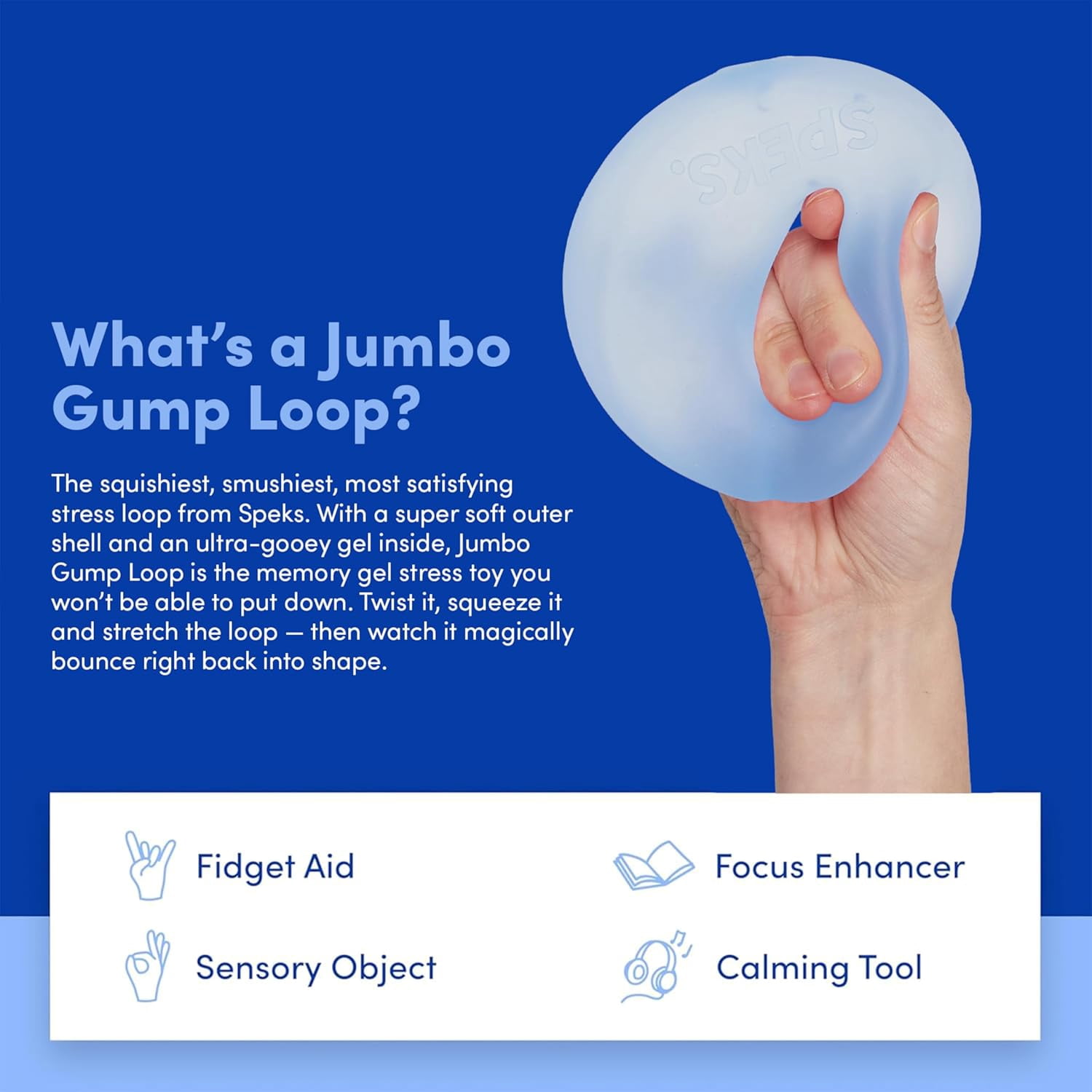 Gump Jumbo Loop Gel-Filled Stress Balls, Squeeze Toys for Adults Stress Relief & Focus (Dew+Purple)