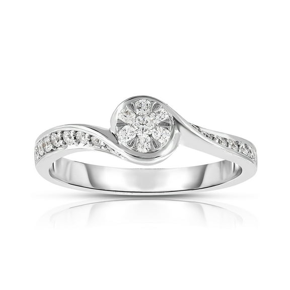 Diamaison 1/3 Cttw Natural White Diamond Proimse Ring for Adult in 10Kw Gold