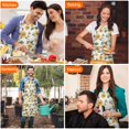 thumbnail image 4 of White Green Leaf Sunflower Pattern Apron-Garden Aprons for Women with Pockets-Cotton Linen Waterproof Kitchen Cooking Gardening Aprons Adjustable for Kitchen,Cooking,BBQ and Salon 33x27 Inch, 4 of 7