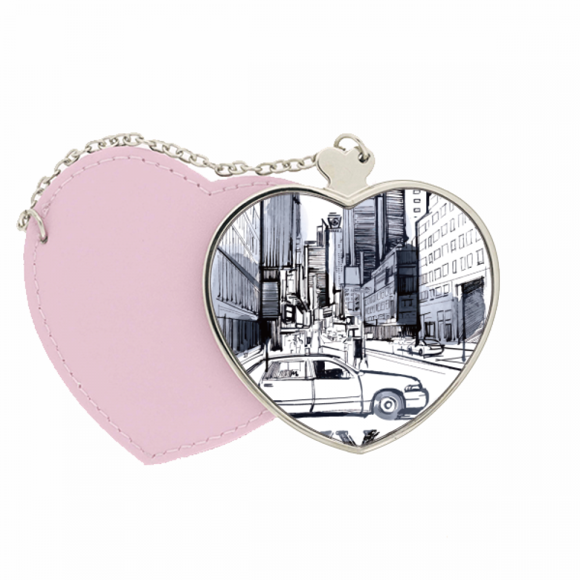 NYC Love New York City America Landscape Mirror Travel Purse Makeup Heart Pink