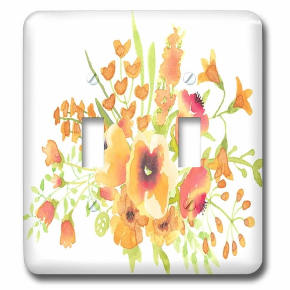 3dRose, Image of Vintage Style Pink and Peach Watercolor Floral, double toggle switch