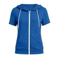 thumbnail image 6 of AKOEE Summer Jackets for Women Lightweight Zip Up Drawstring Hoodie Short Sleeve Sports Casual Sweatshirts (XL, Sky Blue), 6 of 8