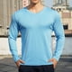 thumbnail image 4 of pstuiky camisas de manga larga para hombre, Blusas y camisas de manga larga informales con cuello en V y colores lisos a la moda para hombre Tops de hombre l, 4 of 4