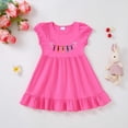 thumbnail image 2 of Quealent Toddler Baby Girl Back to School Dress Crayon Bow Embroidery Puff Sleeve Dresses Summer Clothes (Hot Pink, 18-24 Months), 2 of 9