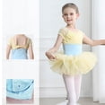 thumbnail image 2 of Rhuody Justaucorps une-Pièce pour Filles Col Rond Justaucorps de Danse Tenue d'Entraînement de Ballet Combinaison d'Été Sans Manches avec Jupe Combinaison de Performance de Danse Vêtements Rétro Jaune 10-11 Ans, 2 of 4