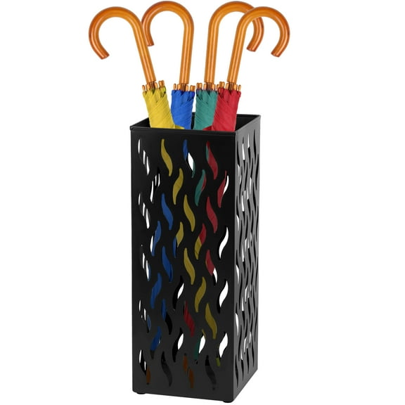 Tysrjsv Umbrella Stand Hollowed Umbrella Holder Metal Umbrella Rack Rectangular Umbrella Stand Rack Freestanding Umbrella Storage Rack Practical Umbrella Organizer for Home Entryway Office