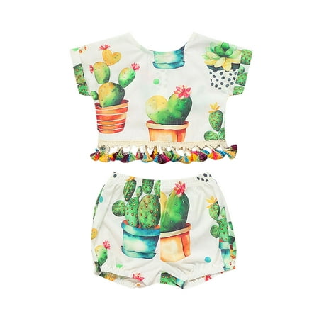 

Toddler Kids Girls Clothes Short Sleeve Cactus Print T Shirt Top Shorts Casual 2PCS Outfits Set Baby Girl Receiving Blanket