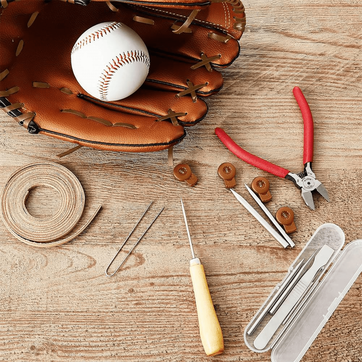Rustark Kit d'outils de réparation de gants de baseball 14 pièces comprenant des lacets de