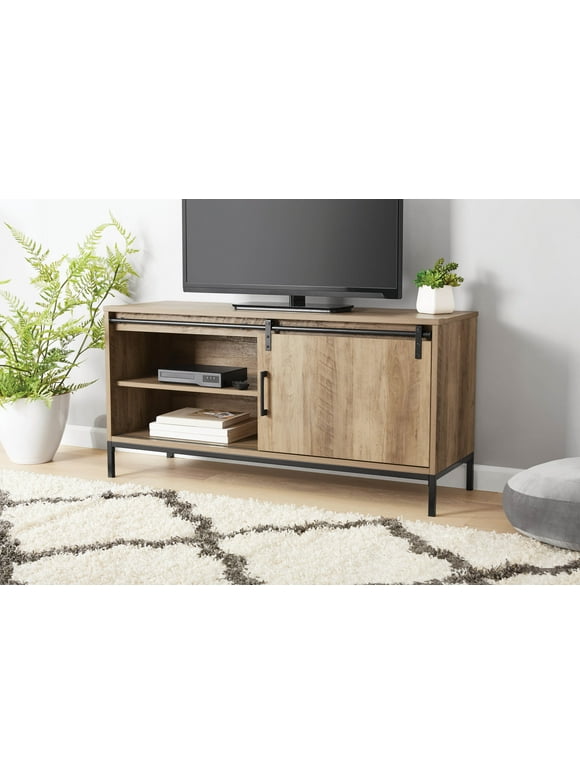 Mainstays TV Stand, for TVs up to 54", Rustic Weathered Oak Finish
