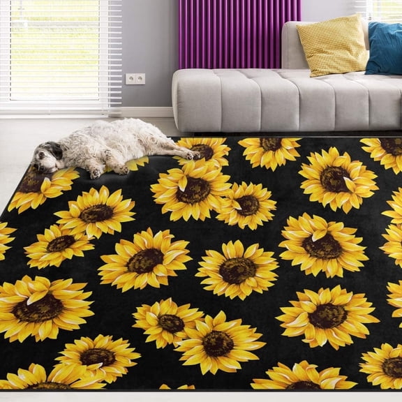 FREEAM Sunflower Non Slip Area Rug for Living Dinning Room Bedroom Kitchen 24 x 36 Inch , Floral Flower Nursery Rug Floor Carpet