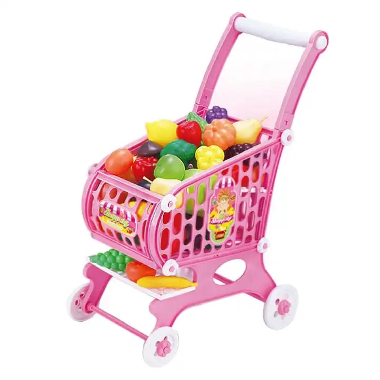 Carro Supermercado Juguete Carrito Compra Rosado Accesorios Multicolor