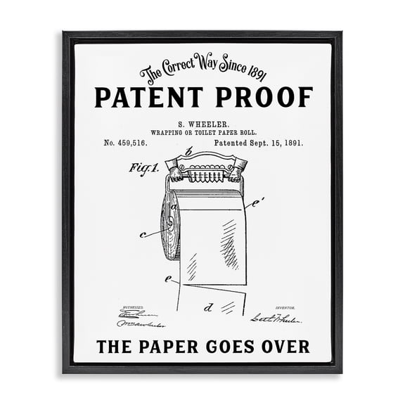 Toilet Paper Goes Over Black Framed Floater Canvas Wall Art, design by Lettered and Lined