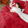 thumbnail image 4 of Feelyou Damask Floral Red Bedding Comforter Set 7pcs, Hippie Tribal Abstract King Bedding Sets, Western Modern Fashion Reversible Bed Sheets, Breathable Home Decor, 4 of 7