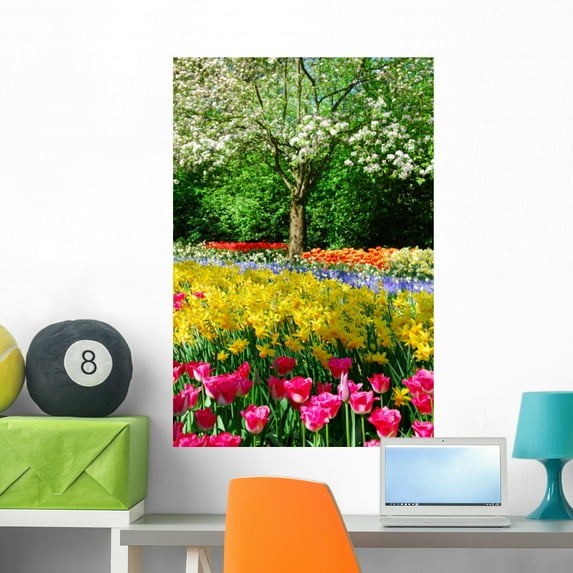 Springflowers Keukenhof Holland Wall Mural by Wallmonkeys Peel and Stick Graphic (36 in H x 24 in W) WM206785