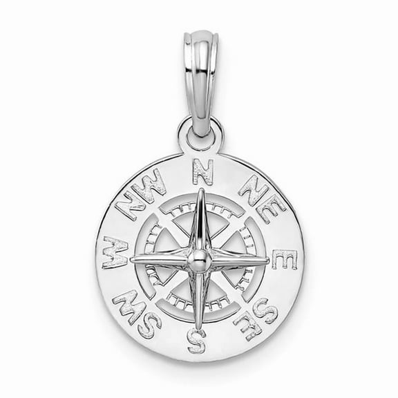 Finest Gold Sterling Silver Polished Mini Compass Pendant
