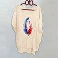 thumbnail image 2 of Women's Loose Casual 3/4 Length Sleeve Top T-Shirt Printed Blouse Khaki,L, 2 of 5
