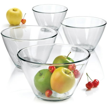 Anchor Hocking Contemporary Clear Glass 4 Piece Nesting Serving Bowl Set