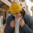 thumbnail image 4 of Dalix Knit Watch Cap Beanie Men Women Winter Cuffed Fisherman Hat Cold Weather Stretch Fit Soft Acrylic in Mustard, 4 of 5