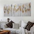 thumbnail image 2 of ONETECH  Abstract Leaf Painting Wall Art Modern Aesthetic Picture Landscape Canvas Brown Gold and Silver Textured Artwork Framed for Men Bedroom Living Room Bathroom Decor 12''x16''X3 Panels, 2 of 4
