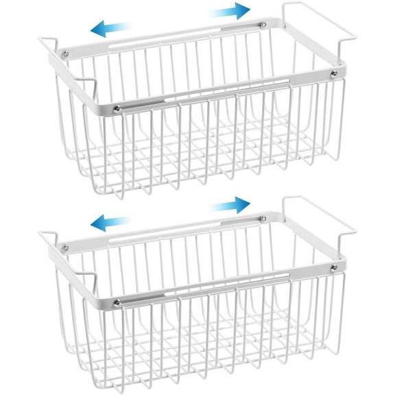 Wetheny Freezer Organizer Bins, Expandable Deep Freezer Baskets for Chest Freezer White(Pack 2)